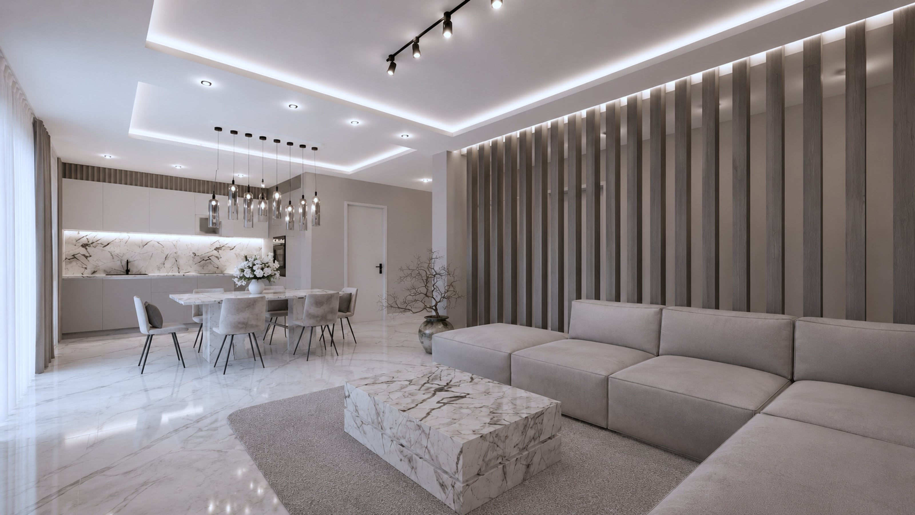 Living deschis spre dining, casa Aurora, Bla Residence Ciorogârla