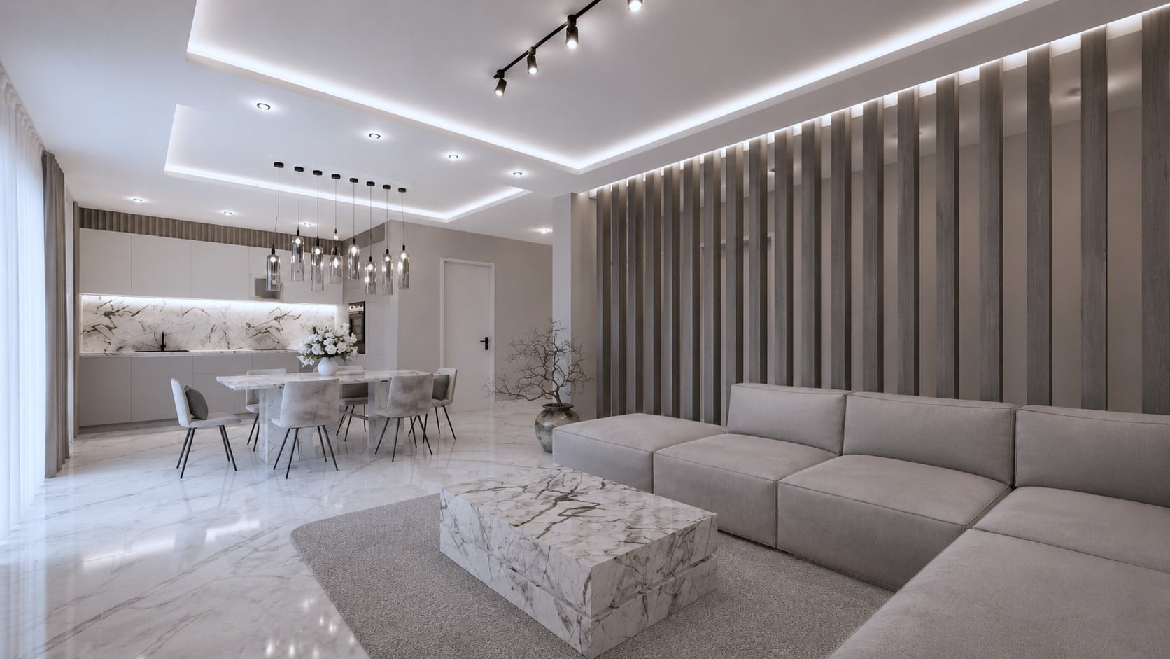 Living deschis spre dining, casa Vespera, Bla Residence Ciorogârla